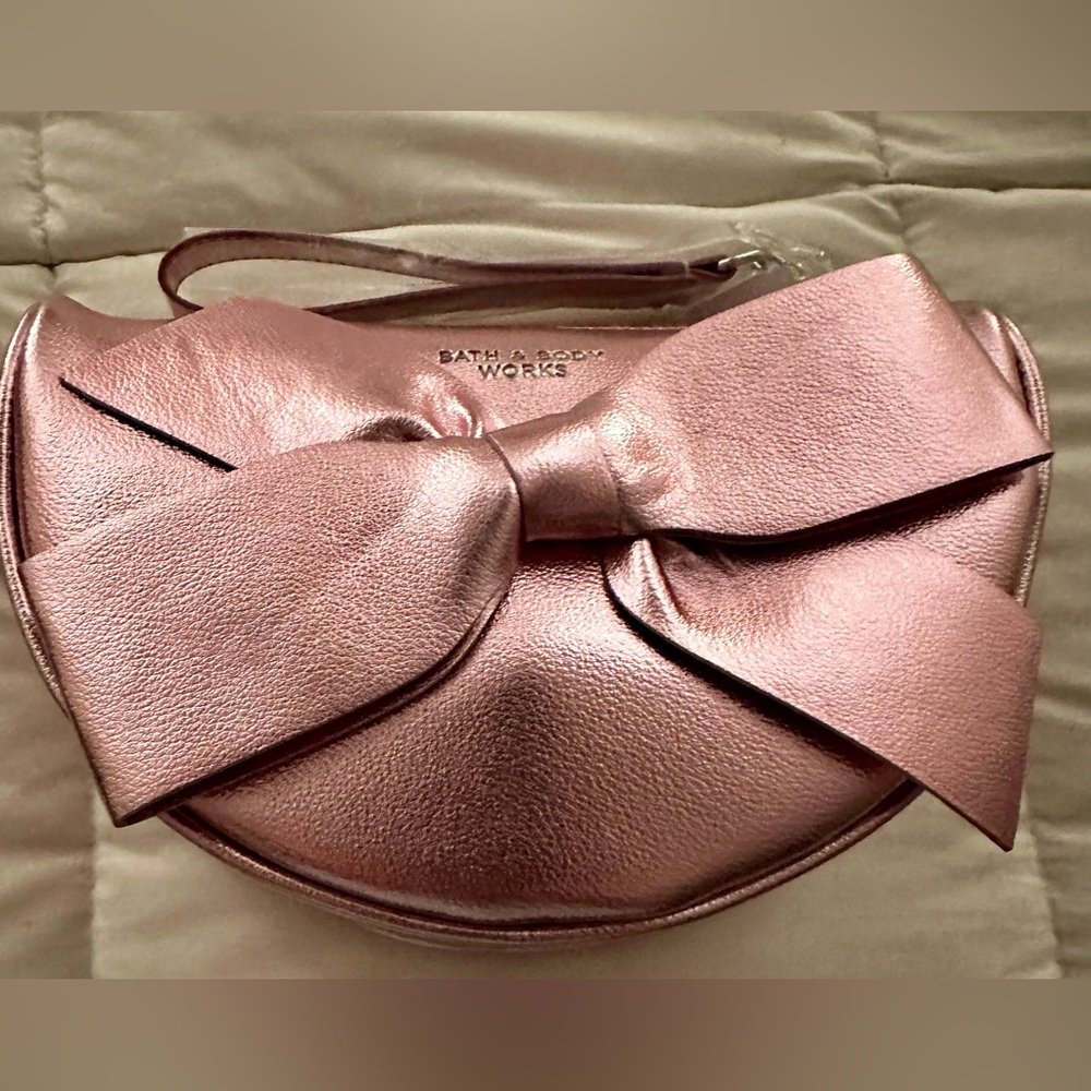 Bath & Body Works Pink Metallic bow Wristlet